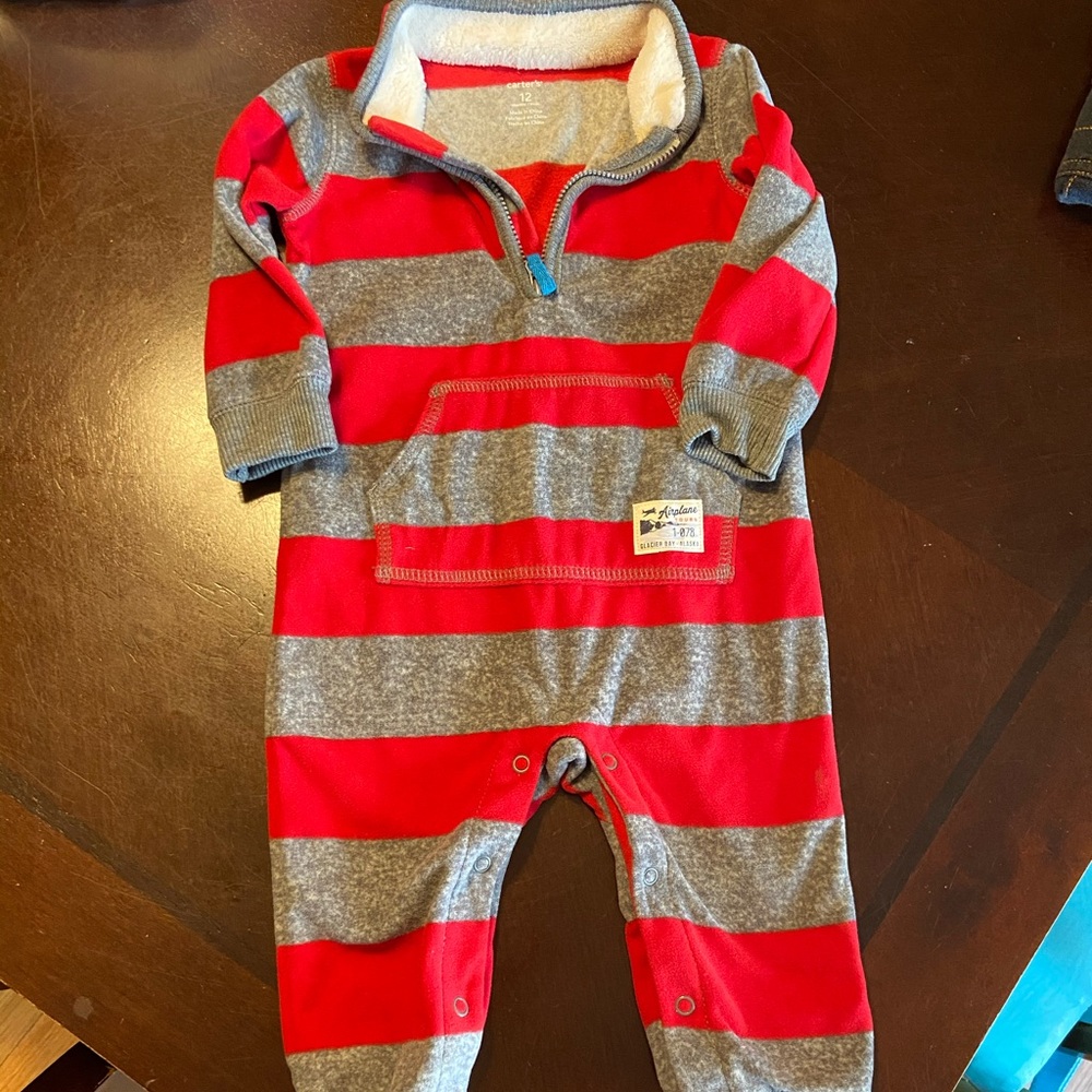 NWOT Carters fleece snap up onesie 12 months
